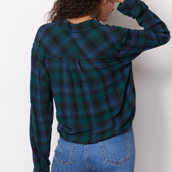 Cloth & Stone Sapphire Plaid Tie Front Shirt - Picture 2 of 2